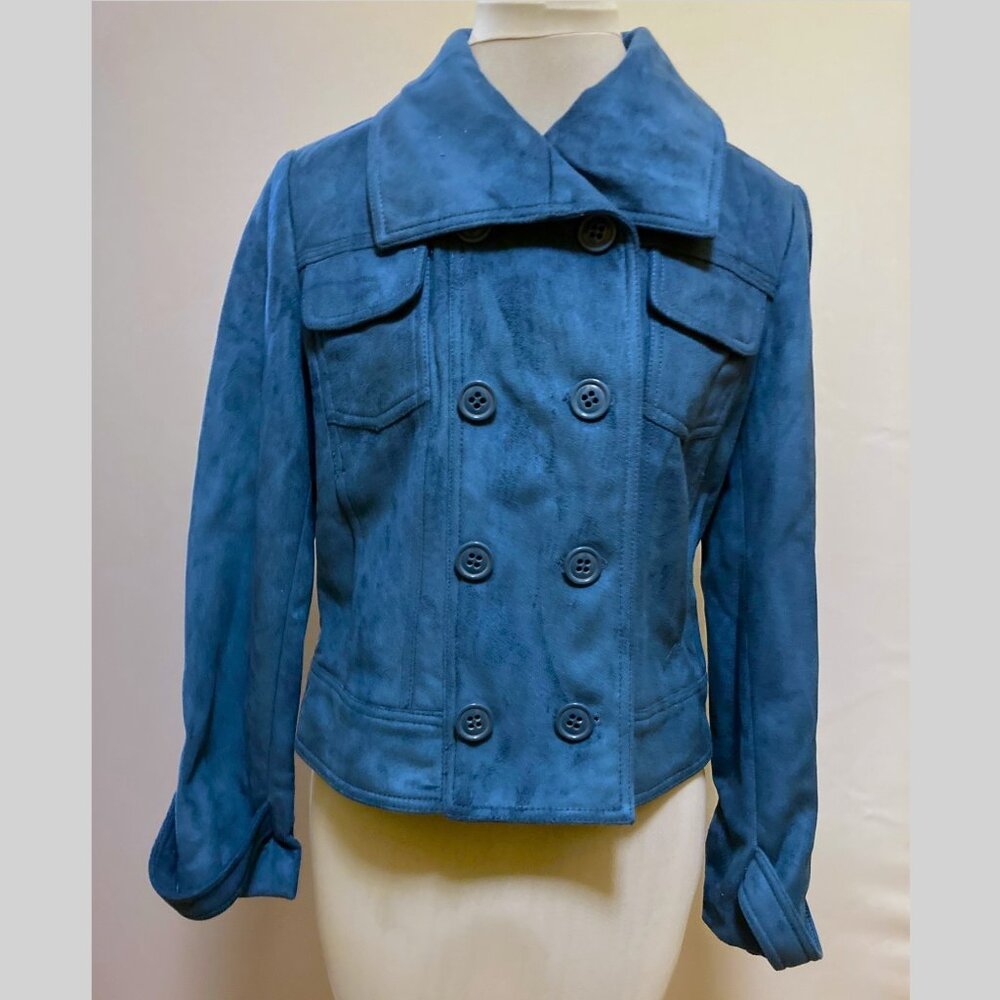 Nine and Co Teal faux suede flannel lined jacket
